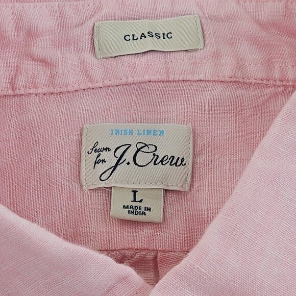 J. Crew 100% Irish Linen Button Down Shirt Men's L Pink Baird McNutt NWOT - Picture 6 of 15